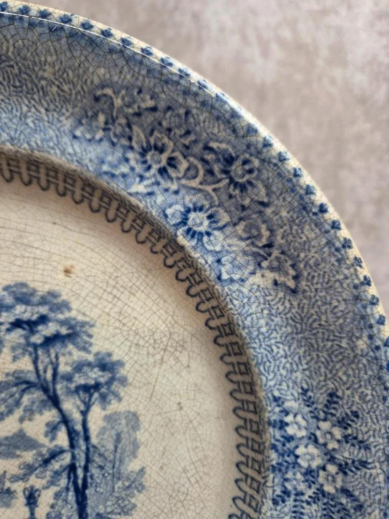 Placa inglesa antigua del siglo XIX azul transferware Cem Clementson Brothers – photo 2